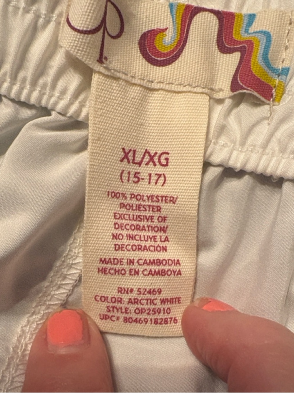 OP White Swim Board Shorts with Rainbow Beach Graphic and Pink Trim Size XL NWT - Picture 8 of 9